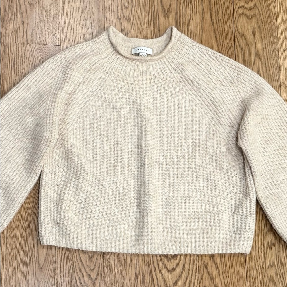 Topshop Cream Tan Crewneck Knit Sweater